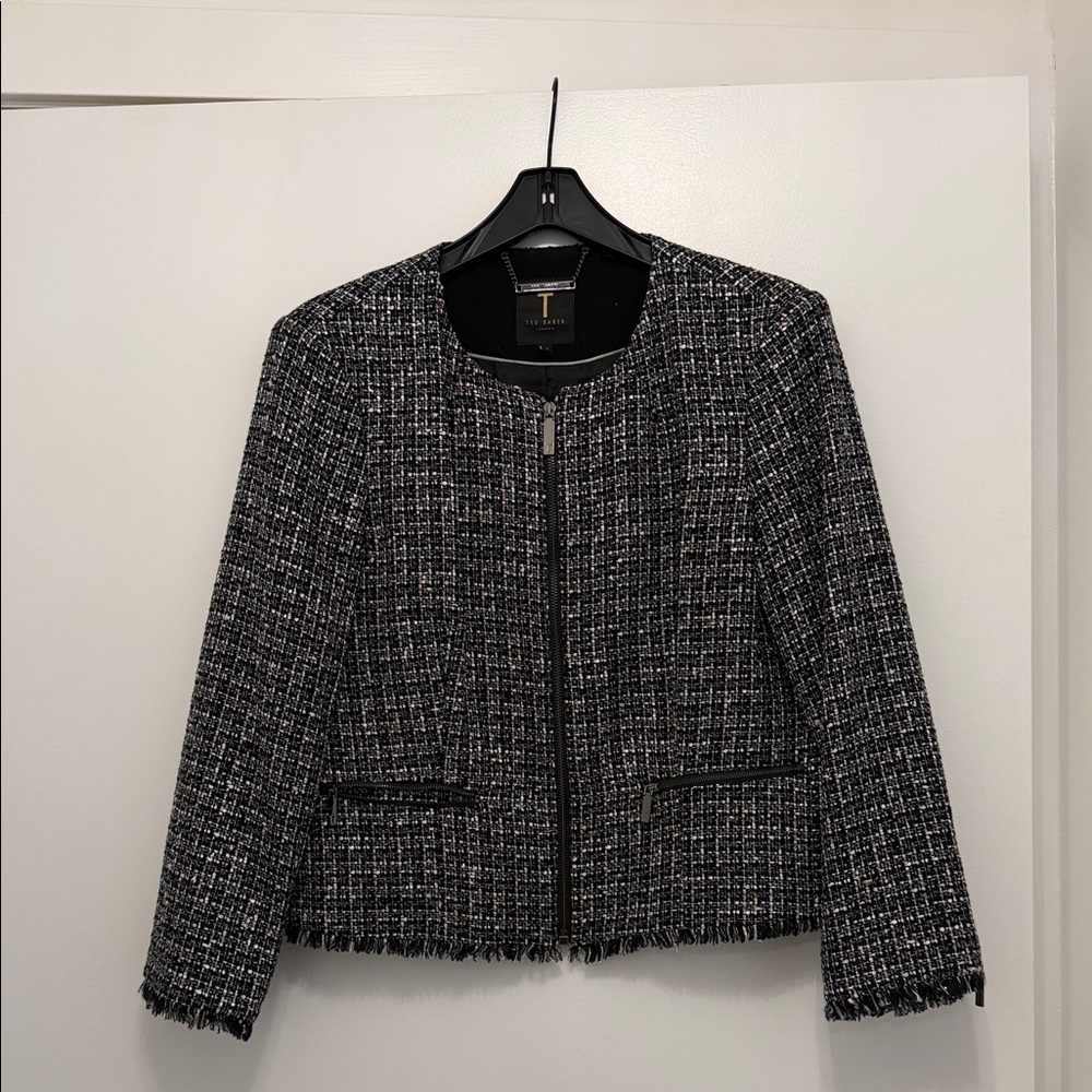 Ted Baker London Black and White Tweed Blazer